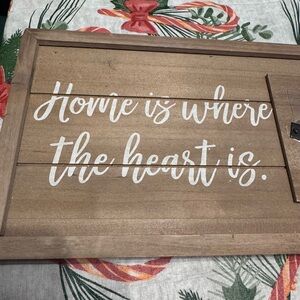 Wooden Wall Sign with White Script